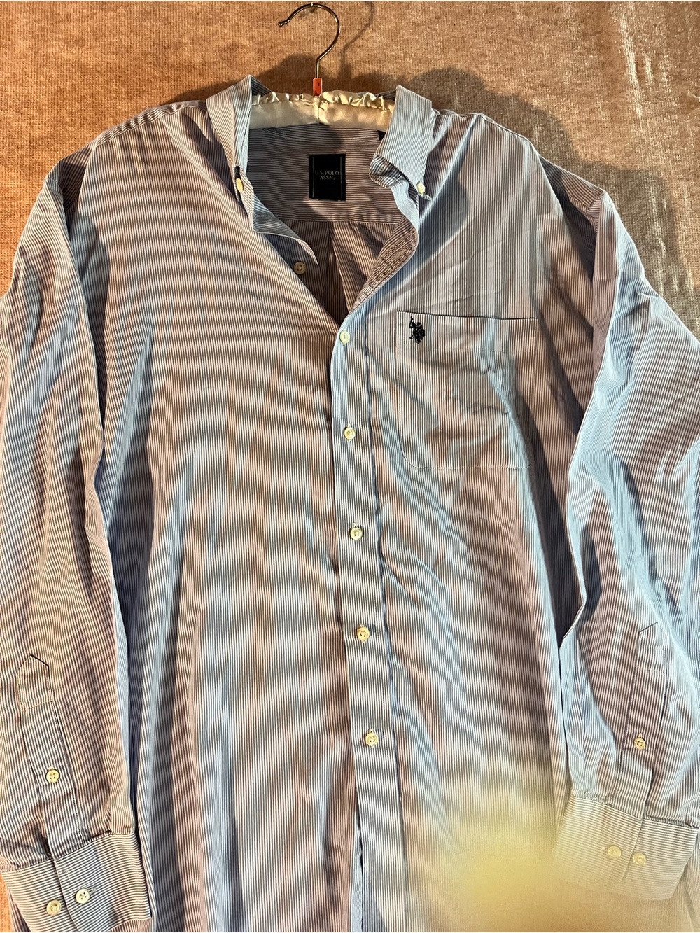 U.S. Polo Assn. Light Blue and White Pinstripe Button-Down Shirt
